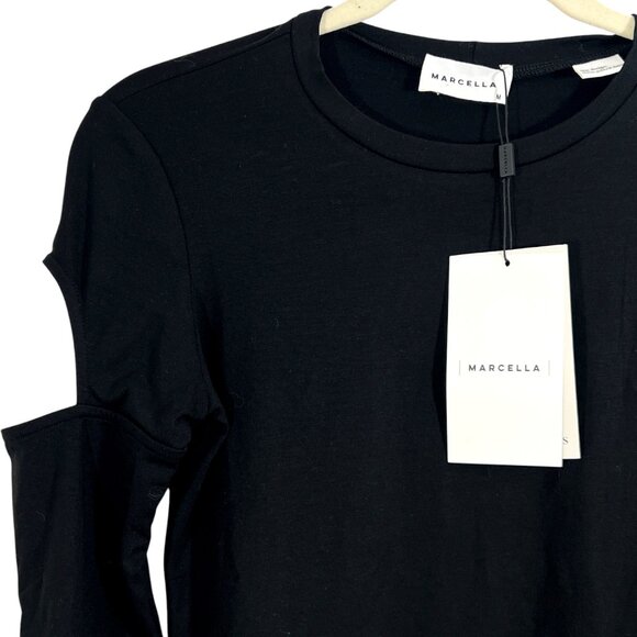 Marcella Kent Long Sleeve Cold Shoulder Top Black Medium New - Picture 2 of 3